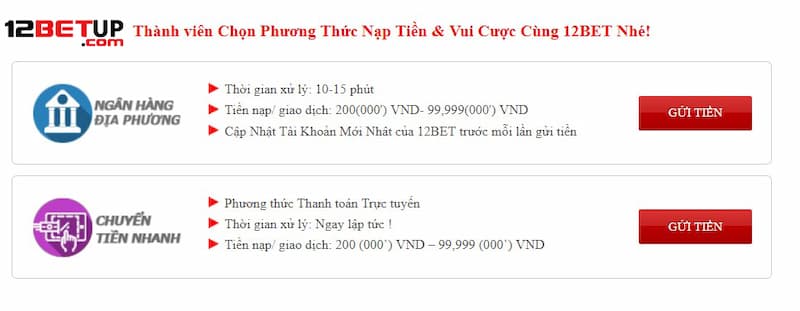 12Bet bảo trì nâng cấp tiện ích