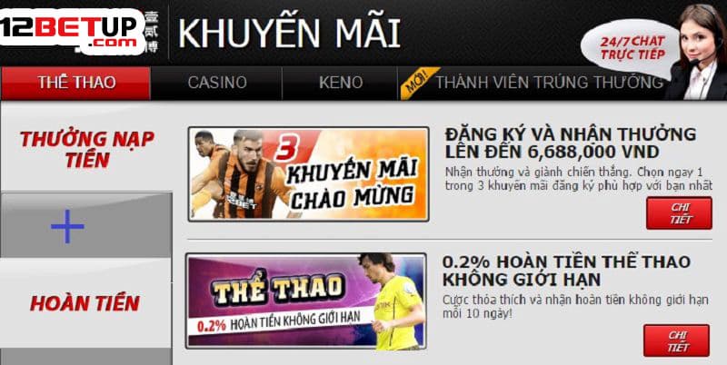 12Bet và những khuyến mãi khủng