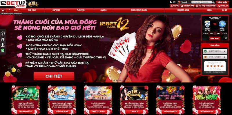 Đa dạng game cá cược tại nhà cái 12Bet