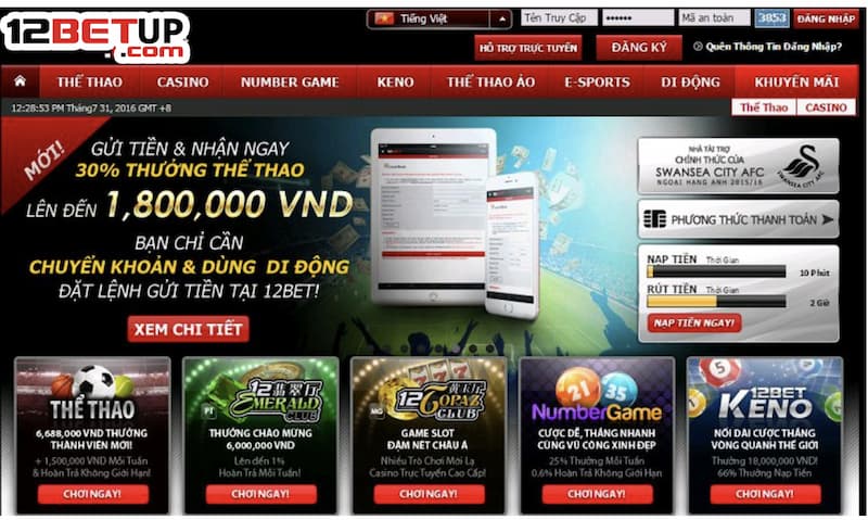 Đăng ký 12Bet nhận khuyến mãi khủng