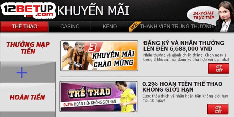 Nhà cái 12Bet tặng khuyến mãi cho thành viên mới