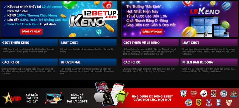 Cách chơi Keno 12Bet lớn nhỏ